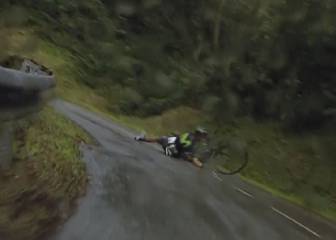 Caídas de Nibali, Marc Soler y De la Cruz al bajar El Cordal
