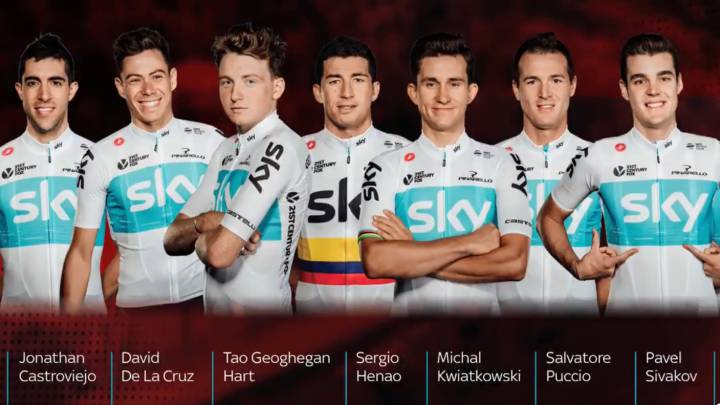 El equipo de 8 ciclistas del Sky para la Vuelta a España con David de la Cruz  como líder.