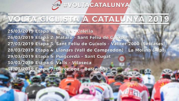 Estas serán las 7 etapas de la Volta a Catalunya 2019.