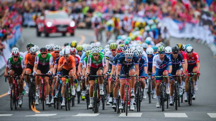 Imagen de la prueba en ruta élite masculina en los Campeonatos del Mundo de Ciclismo en Ruta de Bergen 2017.