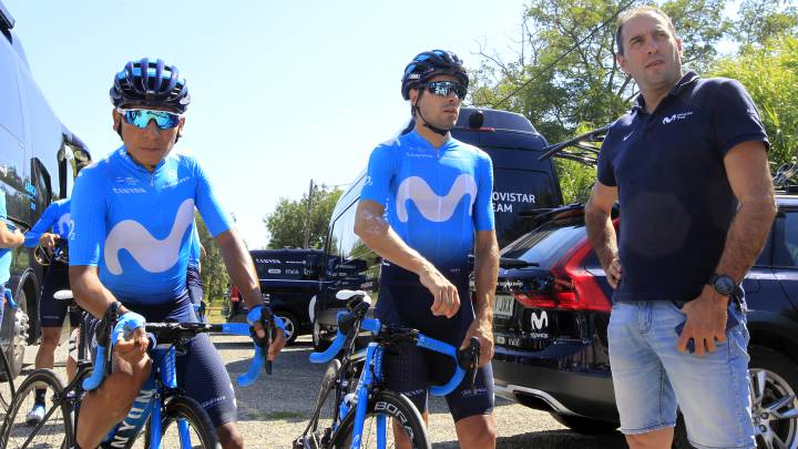 Nairo Quintana y Mikel Landa, junto a José Luis Arrieta en una jornada de descanso durante el pasado Tour de Francia.
