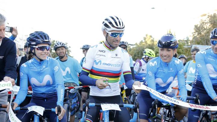 Valverde inicia su gira con el maillot arcoíris en Varese