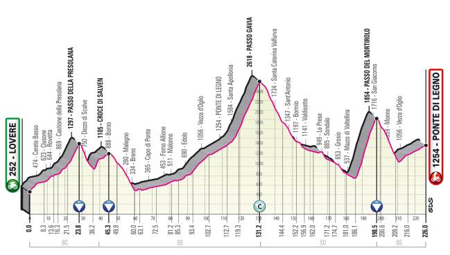 Perfil de la Etapa 16 del Giro de Italia 2019.
