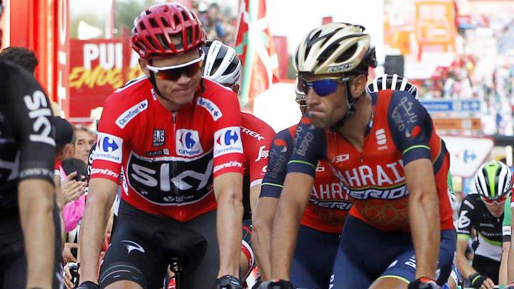 Chris Froome y Vincenzo Nibali llegan a la meta de Gijón en la 19ª  etapa de la Vuelta a España 2017.