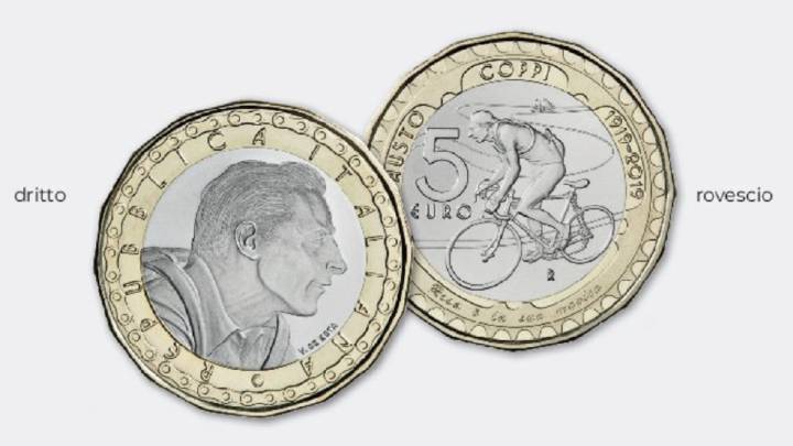 Italia homenajea a Coppi con una moneda de cinco euros