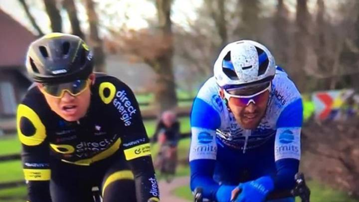 Robbert de Greef rueda junto a Pim Ligthart durante la Ronde van Drenthe.