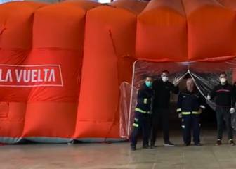 Una carpa de la Vuelta, apoyo logístico contra el coronavirus