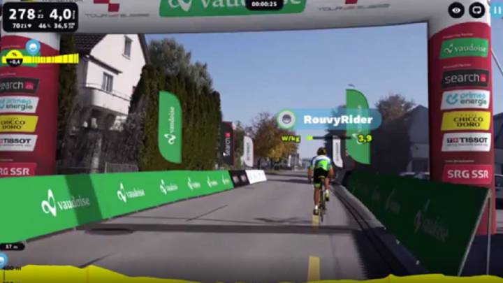 Imagen de una prueba virtual de la Vuelta a Suiza.