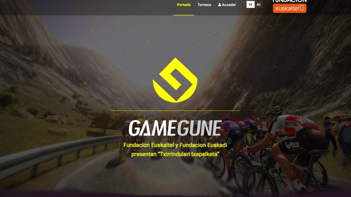 Cartel promocional del torneo Gamegune de Pro Cycling Manager presentado por la Fundación Euskaltel y la Fundación Euskadi.