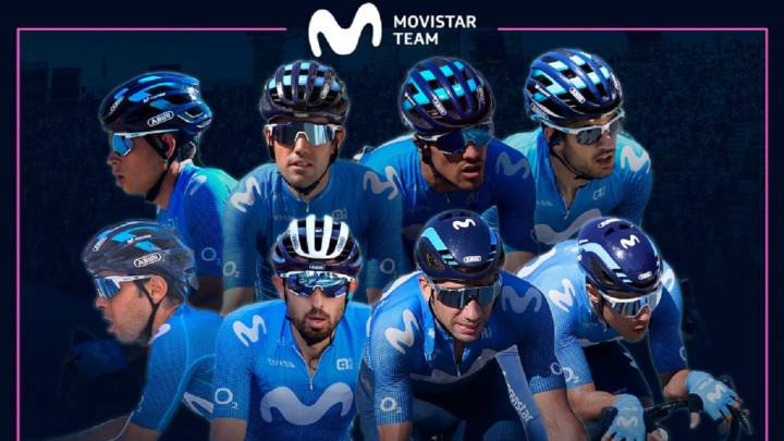 Cartel promocional de Movistar Team con su ocho para el Giro de Italia 2020.