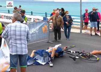 Una valla movida por el viento del helicóptero causó una caída