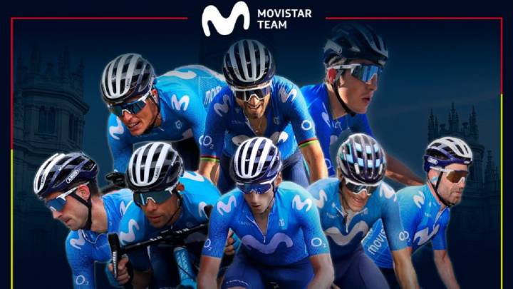 Cartel promocional del Movistar Team con su equipo para La Vuelta 2019.