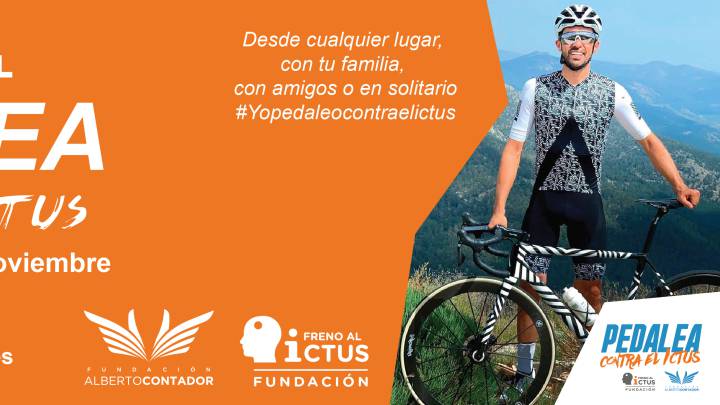 Cartel promocional del Reto Virtual Pedalea contra el Ictus que han puesto en marcha la Fundación Freno al Ictus y la Fundación Alberto Contador.