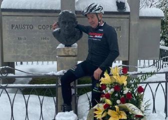 La nieve y el coronavirus no detienen los homenajes a Coppi