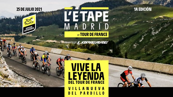 Cartel promocional de L'Étape Madrid by Tour de France presented by Lapierre, que se celebrará el próximo 25 de julio en Villanueva del Pardillo.