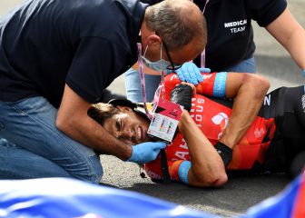 Ewan gana la etapa y Mikel Landa se retira tras una caída