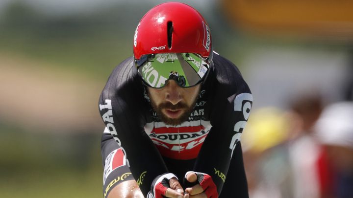 El ciclista belga del Lotto-Soudal Thomas de Gendt rueda durante la crono final del Tour de Francia 2021.