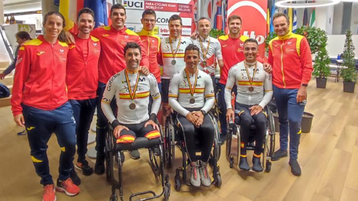 Imagen de los integrantes de España que han competido en la prueba de la Copa del Mundo de Ciclismo Adaptado de Ostende.
