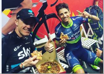Chaves y Froome cierran el año ciclístico comiendo pizza