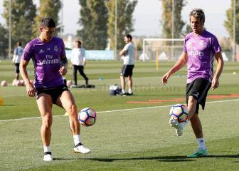 James hace trabajos con balón en entrenamiento del Madrid
