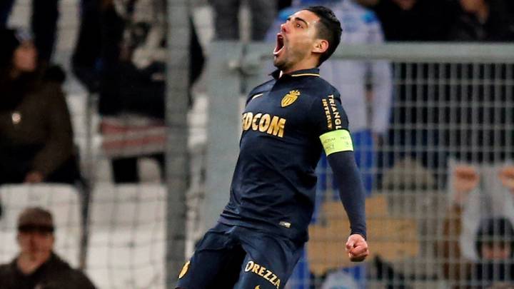 Falcao celebra un gol ante el Marsella en el mes de enero de 2017
