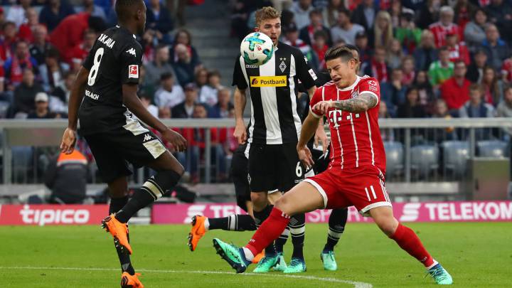 James, sin rastro de la contusión en goleada de Bayern