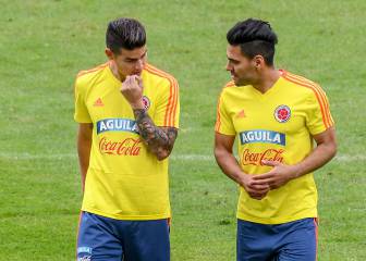 Falcao y James juntos en la práctica de la Selección en El Campín
