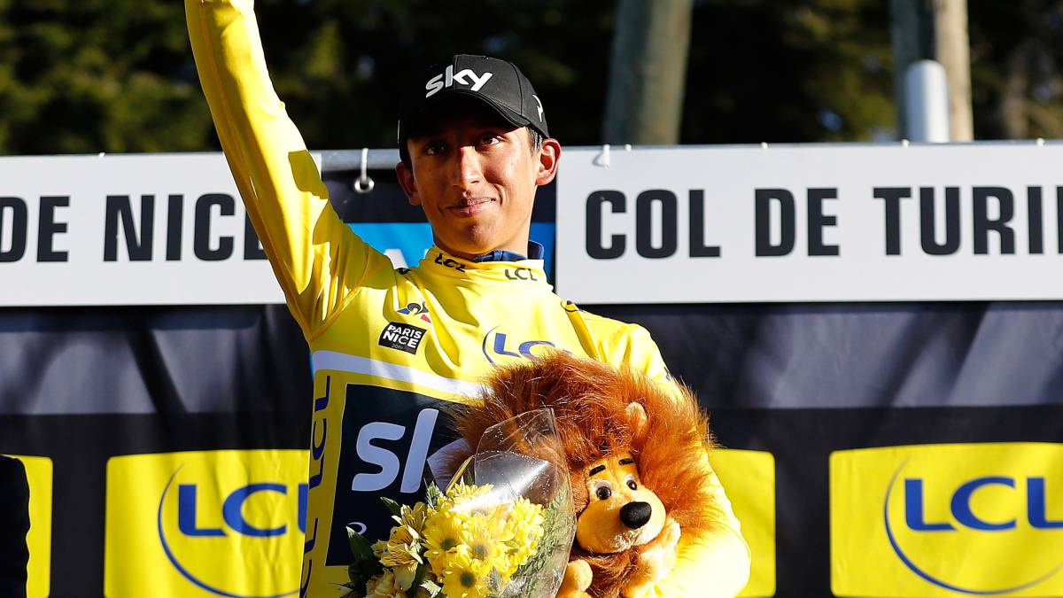 El pedalista colombiano, Egan Bernal fue escogido como el mejor del Team Sky en marzo. 
