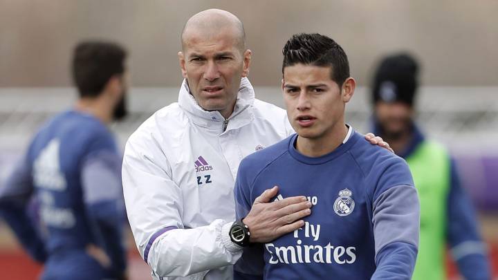 Resultado de imagen para james rodriguez y zidane