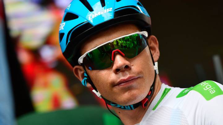 Miguel Ãngel López tras terminar una etapa en La Vuelta 2019