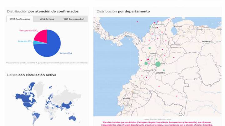 Mapa de casos y muertes por coronavirus por departamentos en Colombia: hoy, 28 de abril