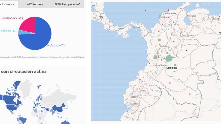 Mapa de casos y muertes por coronavirus por departamentos en Colombia: hoy, 29 de abril