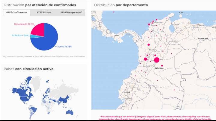 Mapa de casos y muertes por coronavirus por departamentos en Colombia: hoy, 30 de abril