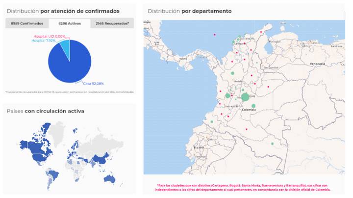 Mapa de casos y muertes por coronavirus por departamentos en Colombia: hoy, 7 de mayo