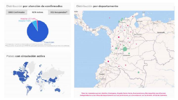 Mapa de casos y muertes por coronavirus por departamentos en Colombia: hoy, 16 de mayo