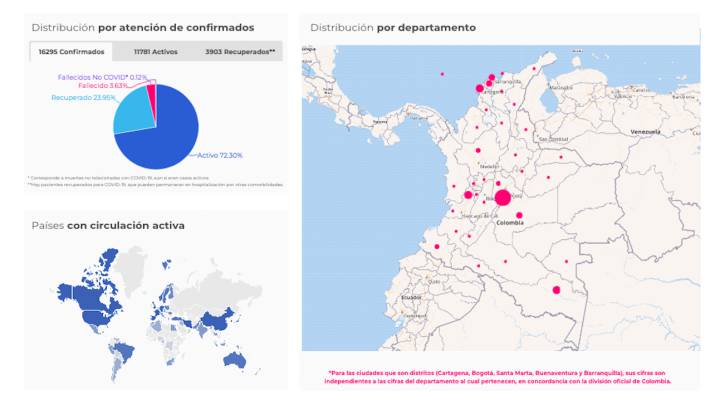 Mapa de casos y muertes por coronavirus por departamentos en Colombia: hoy, 19 de mayo