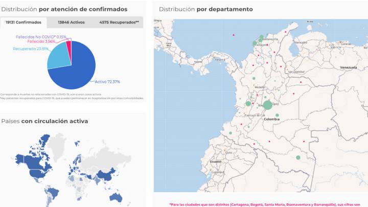 Mapa de casos y muertes por coronavirus por departamentos en Colombia: hoy, 23 de mayo