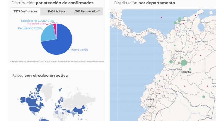 Mapa de casos y muertes por coronavirus por departamentos en Colombia: hoy, 25 de mayo