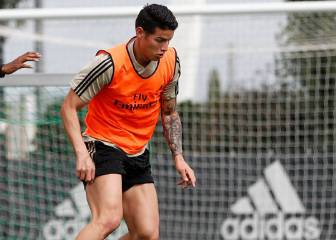 James activo en primer entreno en dos grupos de Zidane