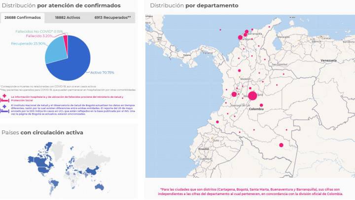 Mapa de casos y muertes por coronavirus por departamentos en Colombia: hoy, 30 de mayo