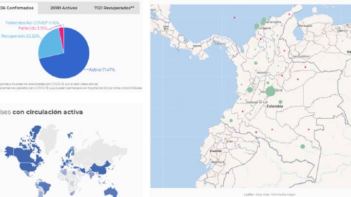 Mapa de casos y muertes por coronavirus por departamentos en Colombia: hoy, 1 de junio