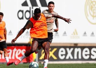 La primera práctica de James con todo el Madrid reunido