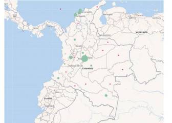 Casos de coronavirus por departamentos en Colombia