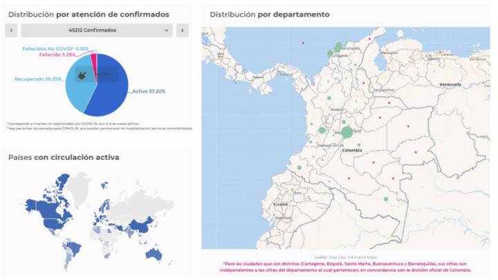 Mapa de casos y muertes por coronavirus por departamentos en Colombia: hoy, 13 de junio