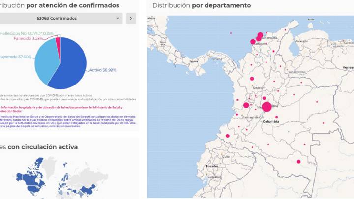 Mapa del coronavirus en Colombia