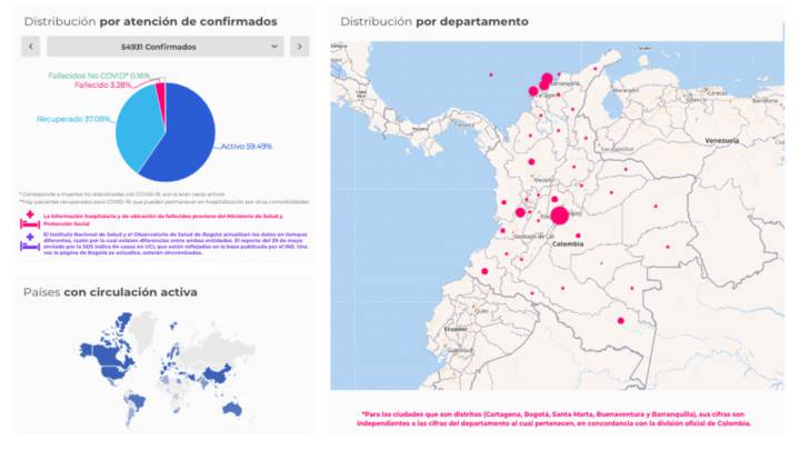 Mapa de casos y muertes por coronavirus por departamentos en Colombia: hoy, 17 de junio