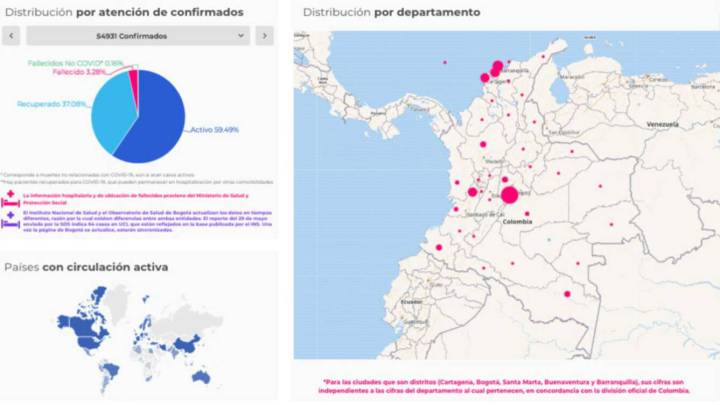 Mapa de casos y muertes por coronavirus por departamentos en Colombia: hoy, 18 de junio