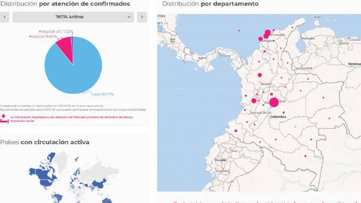 Mapa de casos y muertes por coronavirus por departamentos en Colombia: hoy, 11 de julio