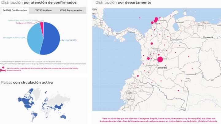Mapa de casos y muertes por coronavirus por departamentos en Colombia: hoy, 12 de julio