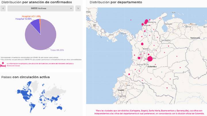 Mapa de casos y muertes por coronavirus por departamentos en Colombia: hoy, 20 de julio